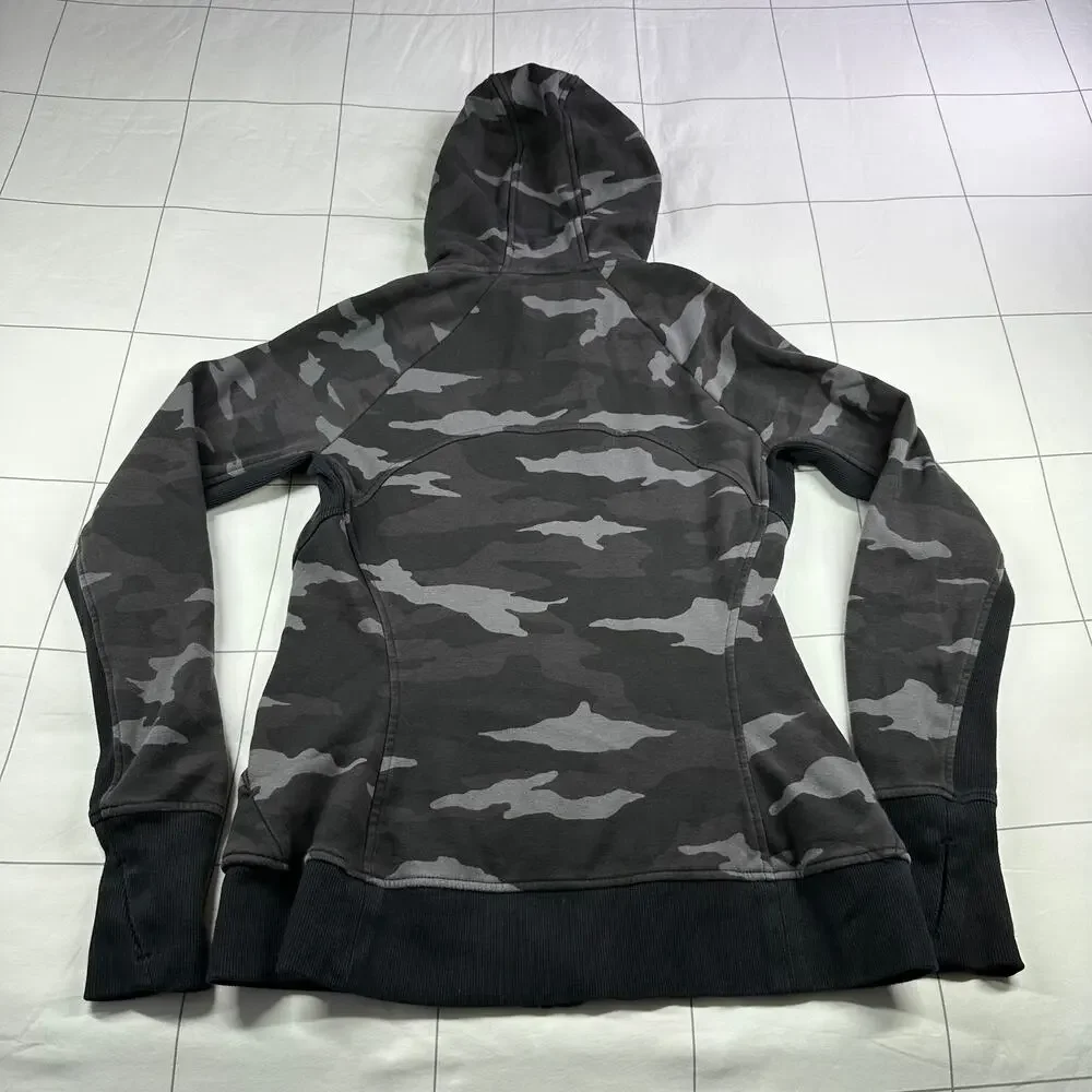 Athleta Jacket Womens Small Black Gray Camo Triumph Hoodie Full Zip Athleisure